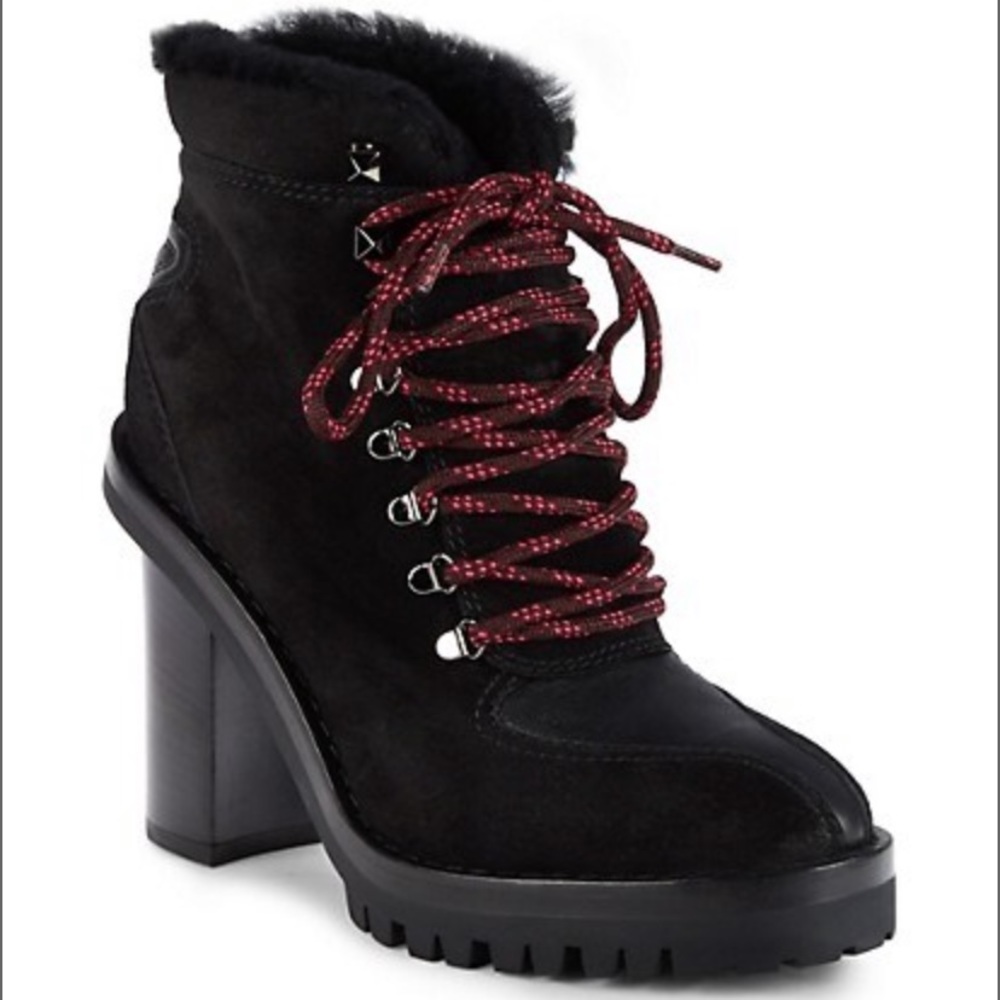 Valentino Garavani Shearling-Lined Block Heeled Booties